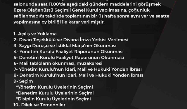 Kayserispor'un genel kurulu 21 Şubat'ta