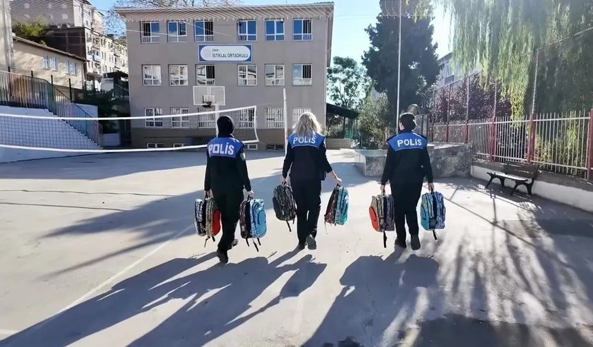 Sinop polisinden öğrencilere eğitim seti desteği